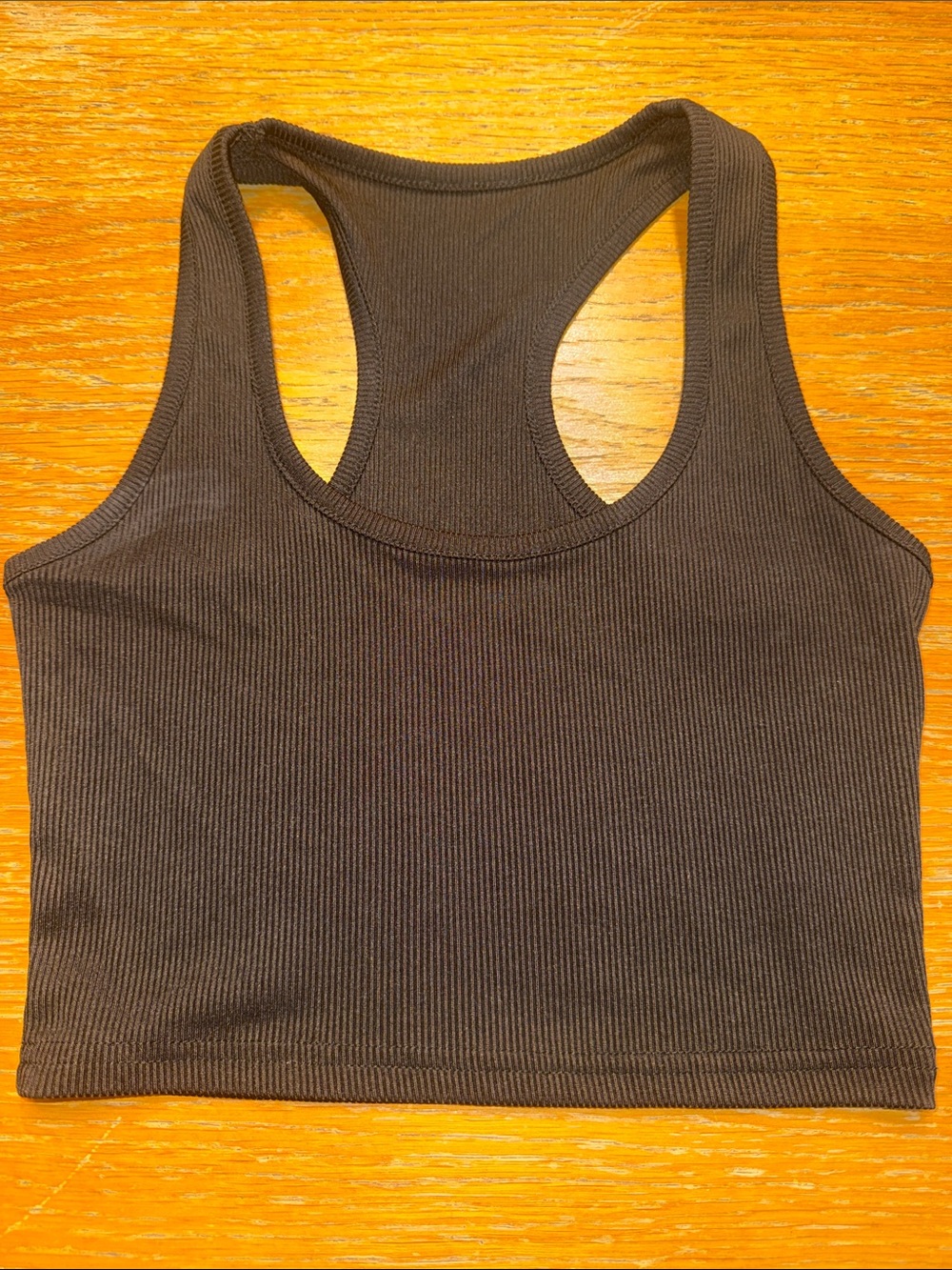 SHEIN Black Ribbed Cropped Racerback Tank